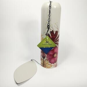 Floral Cylinder Wind Chime NWT Garden Decor Outdoor Bell Ornament Flowers Plants